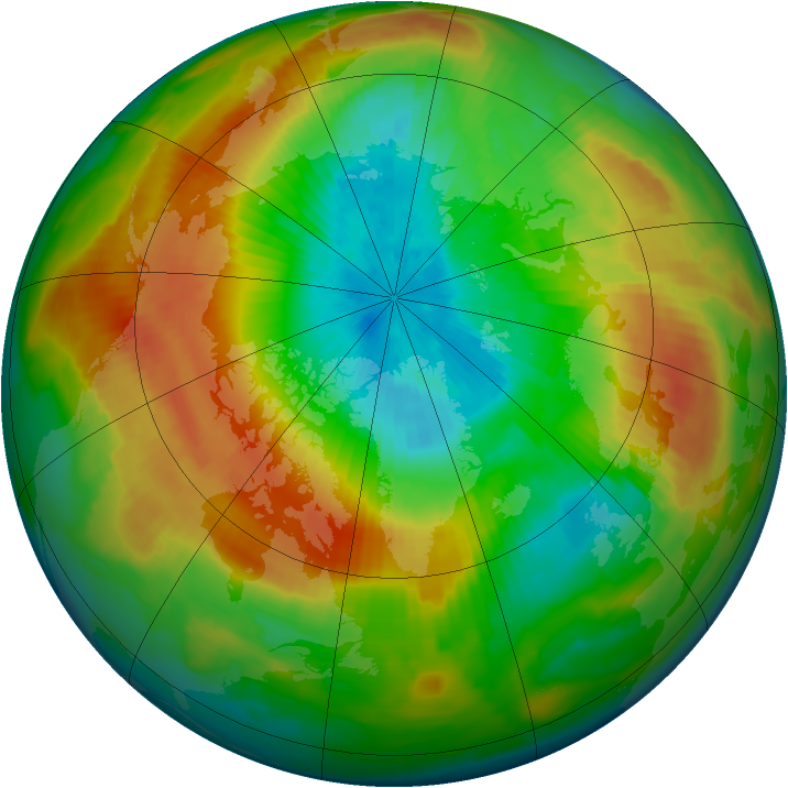 Arctic ozone map for 29 March 1997